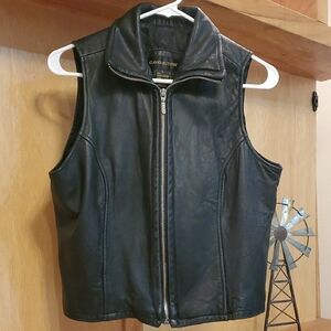 Classiques Entier Black Leather Zip-Up Vest